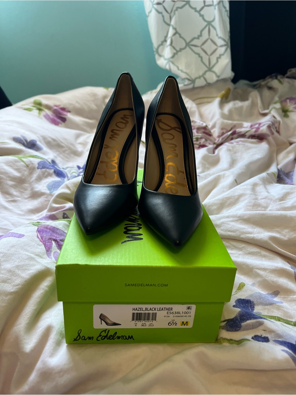 Sam Edelman Black Pointed-Toe Leather Pumps